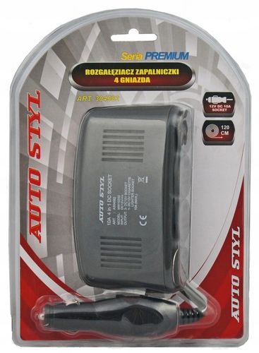 Rozgałęziacz zapalniczki 4 gniazda 10A kabel 120cm na Arena.pl