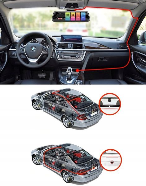 WIDEOREJESTRATOR JAZDY DOTYKOWY KAMERA COFANIA REJESTRATOR PRZÓD TYŁ MenuPL zdjęcie 3