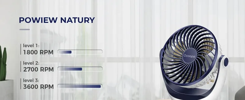 Wentylator stołowy Ocoopa D602 granatowy USB zdjęcie 2