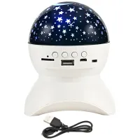 Projektor gwiazd lampka nocna nieba star led głośnik bluetooth usb rzutnik — Biały