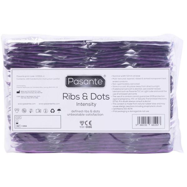 Pasante Ribs & Dots/Intensity Condoms Bulk Packs 144 Pcs zdjęcie 1