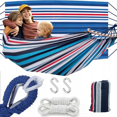 HAMAK OGRODOWY dwuosobowy XXL TURYSTYCZNY huśtawka WZMOCIONY DRĄŻEK 260x155 na Arena.pl