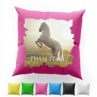 POSZEWKA Z NADRUKIEM BAWEŁNIANA 40x40CM - KOŃ KONIE KUCYK HOBBY HORSE