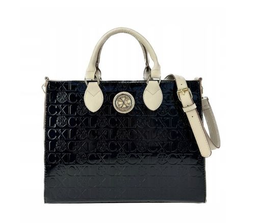 CZARNA LAKIEROWANA TOREBKA Z LOGO CLX BY CHRISTIAN LACROIX 28 X35 CM na Arena.pl