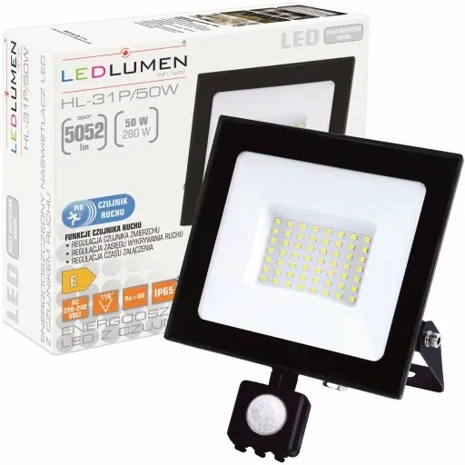 Naświetlacz LED 50W=280W 5052lm Halogen Reflektor Slim Lampa Czujnik Ruchu zdjęcie 1