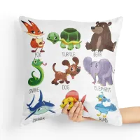 Poduszka edukacyjna - nazwy zwierząt po angielsku Tył poduszki: - Szary