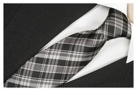 ŻAKARDOWY Krawat Męski w Kratę SZARY GRAFIT rc263