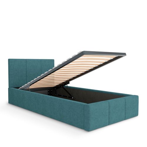 ŁÓŻKO POJEDYNCZE 90x200cm ŁÓŻKO TAPICEROWANE Z POJEMNIKIEM MORSKIE na Arena.pl