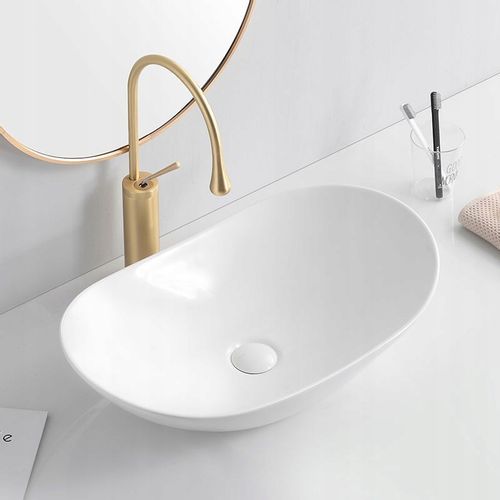 UMYWALKA NABLATOWA OWALNA CERAMICZNA BIAŁA STAWIANA NA BLAT OWAL na Arena.pl