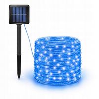 LAMPKI SOLARNE OGRODOWE 20 m 200 LED Druciki Niebieskie Wodoodporne IP65