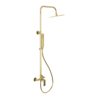 Glad Rain zestaw prysznicowy ścienny z deszczownicą 25 cm, złoty połysk