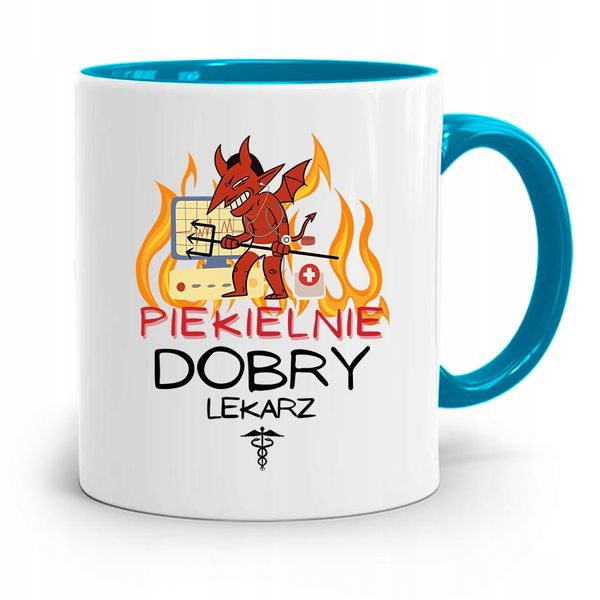 Kubek Błękitny Dla Doktora Piekielnie Dobry Lekarz Z Nadrukiem Ze Zdjęciem zdjęcie 1