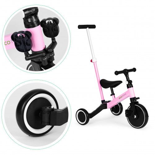 ROWEREK TRÓJKOŁOWY ECOTOYS 2W1 RĄCZKA RÓŻOWY OD 3 LAT 30KG na Arena.pl