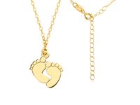 DELIKATNY POZŁACANY SREBRNY NASZYJNIK CELEBRYTKA STÓPKI STOPY DZIECKA FOOTS