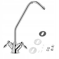 PODWÓJNY KRANIK KRAN DO FILTRA WODY OSMOZA CHROM