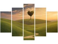 70 100CM OBRAZ 5 ELEM DRZEWO SERCE DRUK PŁÓTNO