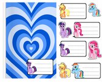 NAKLEJKI NA ZESZYT ZESZYTY NALEPKA 8szt - KUCYKI PONY WZORY Z BAJEK +GRATIS