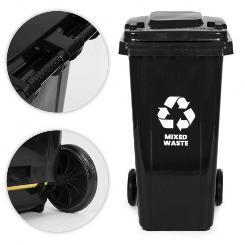 KOSZ NA ŚMIECI 120L HDPE GUMOWE KOŁA CZARNY na Arena.pl