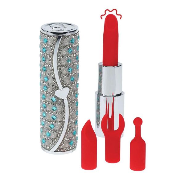 Tiffany - Lipstick Vibrator With 4 Attachments - Blue zdjęcie 1