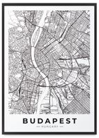 Plakat Budapeszt mapa plan miasta 50x70 cm w czarnej ramie