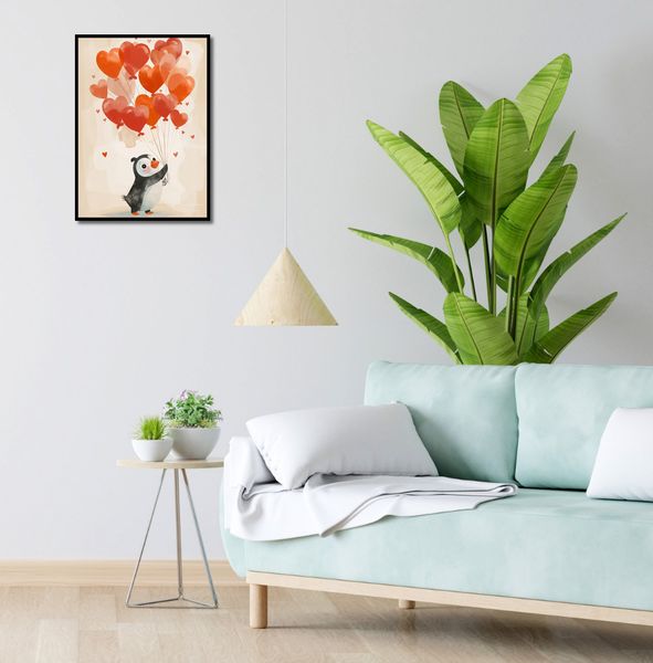 Plakat 40x55cm Pingwinek z Balonami zdjęcie 4