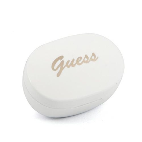 Guess Script Logo - Słuchawki Bluetooth TWS + etui ładujące (biały) na Arena.pl