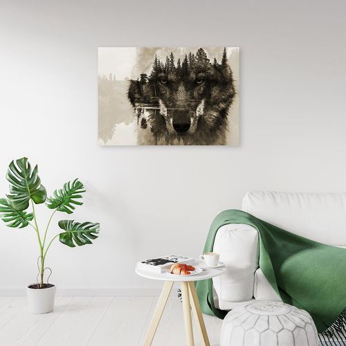 Deco Panel, Wilk na tle jeziora 120x80 na Arena.pl