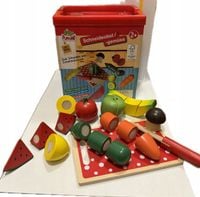 DREWNIANE WARZYWA I OWOCE DO KROJENIA NA MAGNES dla dzieci ZESTAW XXL DESKA