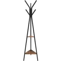 WIESZAK STOJĄCY LOFT DREWNIANY VINTAGE 6 HACZYKÓW 2 PÓŁKI