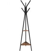 WIESZAK STOJĄCY LOFT DREWNIANY VINTAGE 6 HACZYKÓW 2 PÓŁKI