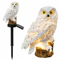 Vezo lampa solarna ogrodowa sowa 30cm - biały