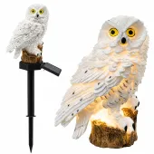 Vezo lampa solarna ogrodowa sowa 30cm - biały