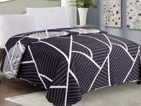 Narzuta dekoracyjna TAVIRA 220x240 fioletowa czarna biała szara paski