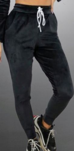 Spodnie welurowe ocieplane z kieszeniami bawełna S/M CZARNE LOOSOO na Arena.pl