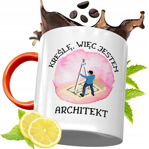 Kubek Pomarańczowy Dla Architekta Prezent Z Nadrukiem Ze Zdjęciem na Arena.pl