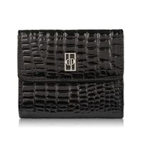 portfel damski skórzany mały croco czarny z ochroną rfid paolo peruzzi