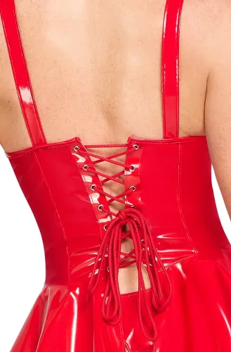 black level komplet winylowy top i stringi czerwone m, połysk, regulacja na Arena.pl