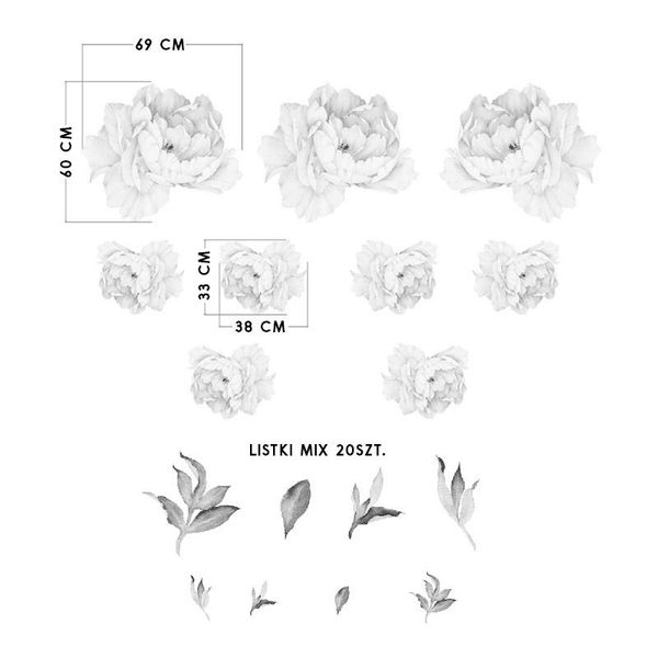 Naklejki Białe Piwonie DK306 zdjęcie 4