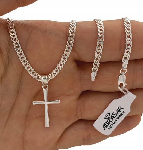SREBRNY ŁAŃCUSZEK MĘSKI ROMBO I KRZYŻYK 030/60 ZESTAW IDEALNY NA PREZENT na Arena.pl