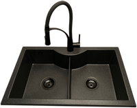 Zlewozmywak 2 komorowy PENTA grafit + bateria NEXO