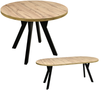 Stół okrągły 100 cm rozkładany do 200 blat dąb wotan nogi czarne LOFTOWY