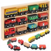 DUŻA DREWNIANA KOLEJKA DLA DZIECI POCIĄG NA MAGNES LOKOMOTYWA