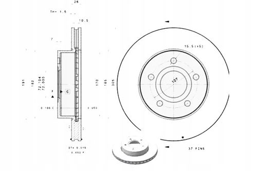 TARCZA HAM PRZOD 305X26 V BREMBO na Arena.pl
