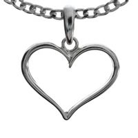 SREBRNY WISIOREK DUŻE SERCE KONTUR PRÓBA SREBRA 925