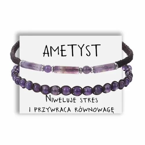 BRANSOLETKA DAMSKA KAMIEŃ AMETYST ZESTAW 2w1 na Arena.pl