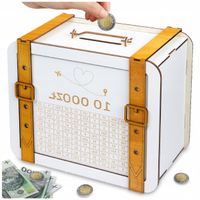 SKARBONKA WYKREŚLANA WALIZKA Otwierana 10 000zł Wyzwanie biała NA PODRÓŻ