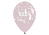 Balony lateksowe pastelowe Baby brudny różowy, 30 cm 3 szt.
