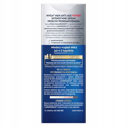 NIVEA MEN ANTI-AGE POWER Serum przeciwzmarszczkowe na przebarwienia 30ml x2 na Arena.pl