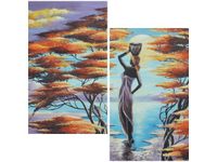 60X60CM AFRYKAŃSKA DZIEWCZYNA KOSZEM DWU OBRAZ ŚCIAN