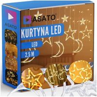Kurtyna Świetlna Lampki LED Choinkowe Świąteczne Gwiazdki Ciepłe Haczyki
